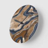 Earthy Navy Blue Marble Agate Silver Glitter 1 Ronde Klok (Hoek)