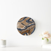 Earthy Navy Blue Marble Agate Silver Glitter 1 Ronde Klok (Huis)