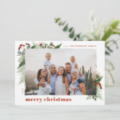 Earthy Neutral Brush Effect Boho Kerstmis Feestdagenkaart (Staand voorkant)