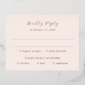 Earthy Neutral Modern Wedding Foil RSVP Card Folie Uitnodiging Briefkaart (Voorkant)