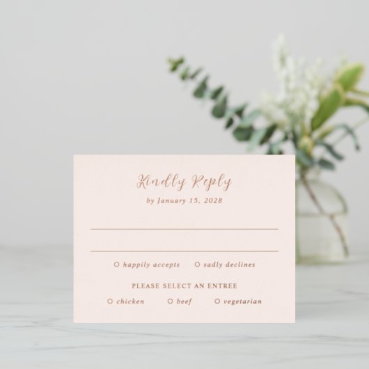 Earthy Neutral Modern Wedding Foil RSVP Card Folie Uitnodiging Briefkaart (Staand Voorkant)
