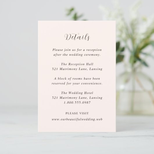 Earthy Neutral Modern Wedding Informatiekaartje (Staand voorkant)