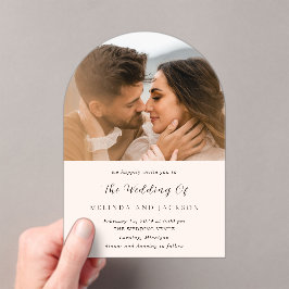Earthy Neutral Photo Modern Wedding Acryl Uitnodigingen