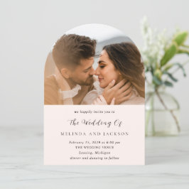 Earthy Neutral Photo Modern Wedding Kaart