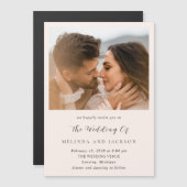 Earthy Neutral Photo Modern Wedding Magnetische Uitnodiging (Voorkant / Achterkant)