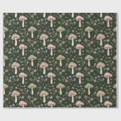 Earthy Olive Green Fungi Seamless Pattern Cadeaupapier (Vlak)