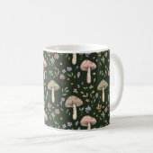 Earthy Olive Green Fungi Seamless Pattern Rustic Koffiemok (Voorkant rechts)
