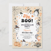 Earthy Oranje Black Halloween Ghost Boy Birthday Kaart (Voorkant)