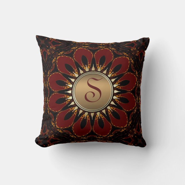 Earthy Organic Sunshine Monogram Cushion Pillow Kussen (Voorkant)