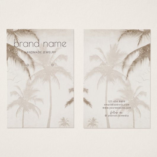 Earthy Palm Trees Birds Social Media Earring Visitekaartje (Voorkant /achterkant)