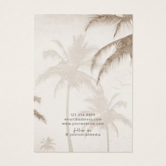 Earthy Palm Trees Birds Social Media Earring Visitekaartje (Achterkant)