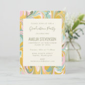 Earthy Pastel Abstract Marble Graduation Party Kaart (Staand voorkant)