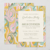 Earthy Pastel Abstract Marble Graduation Party Kaart (Voorkant / Achterkant)