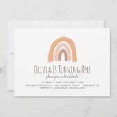 Earthy Pastel Rainbow 1st Birthday Invitation Kaart (Voorkant)