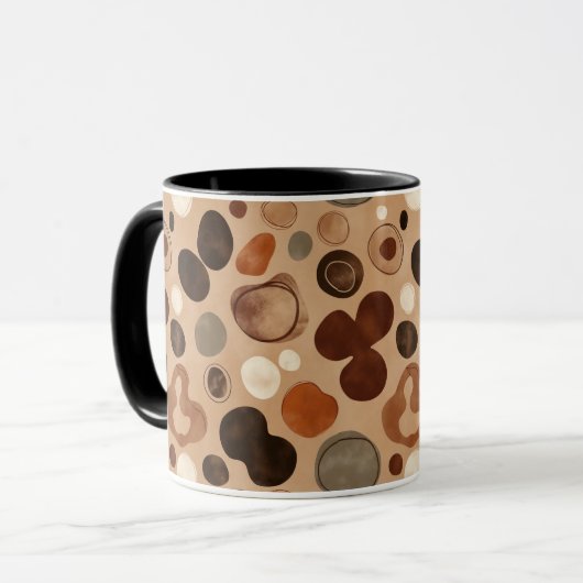 Earthy Pebble Pattern Mug – Warm Stone Dots Mok (Voorkant links)
