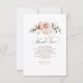 Earthy Pink Floral Baby shower Hartelijk dank Bedankkaart (Voorkant)