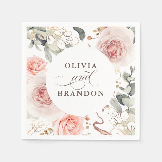 Earthy Pink Flowers Elegant Boho Wedding Servet (Voorkant)