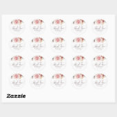 Earthy Pink Flowers Elegant Hartelijk dank Ronde Sticker (Vel)