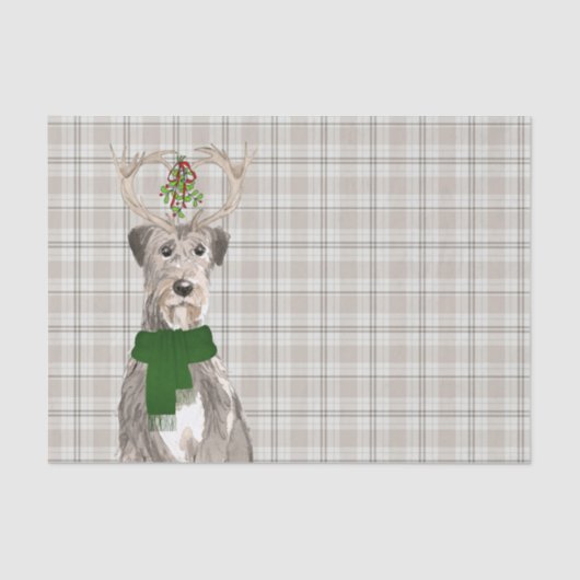 Earthy Plaid en Irish Wolfhound Hondenkerst Tissuepapier (Voorkant)