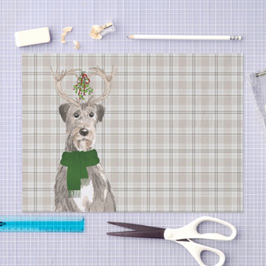 Earthy Plaid en Irish Wolfhound Hondenkerst Tissuepapier (Craft)