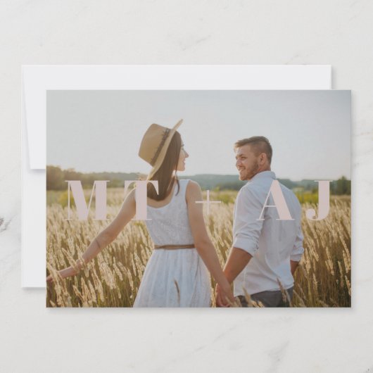 Earthy Plum Save the Date Monogram Overlay Photo (Voorkant)