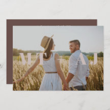 Earthy Plum Save the Date Monogram Overlay Photo