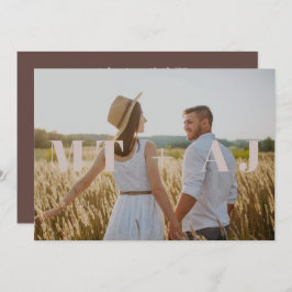 Earthy Plum Save the Date Monogram Overlay Photo