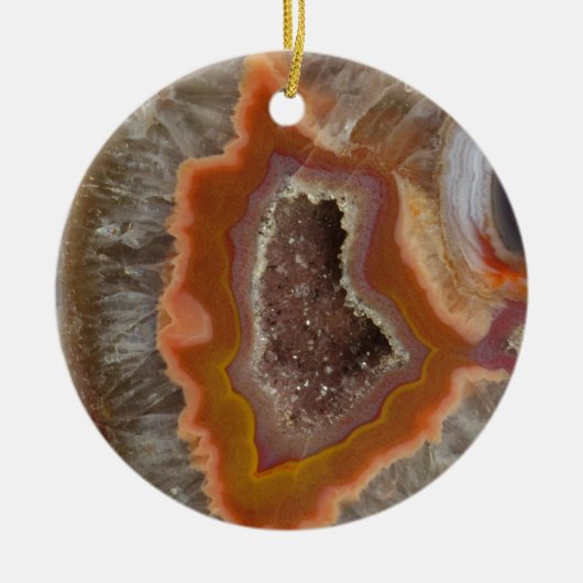 Earthy Quartz Crystal Druzy Keramisch Ornament (Voorkant)