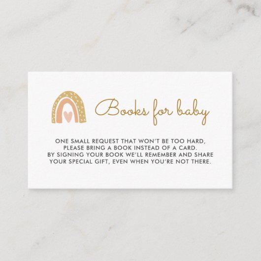 Earthy Rainbow Baby shower Boeken voor Baby Insert Informatiekaartje (Voorkant)
