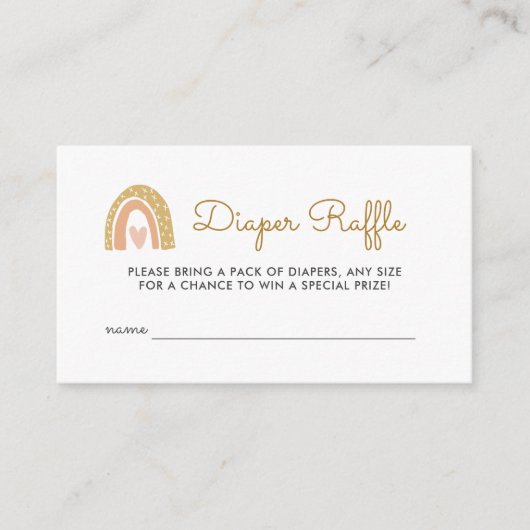 Earthy Rainbow Baby shower Luier Raffle Tickets Informatiekaartje (Voorkant)
