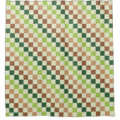 Earthy rainbow diagonal checkerboard pattern douchegordijn (Voorkant)