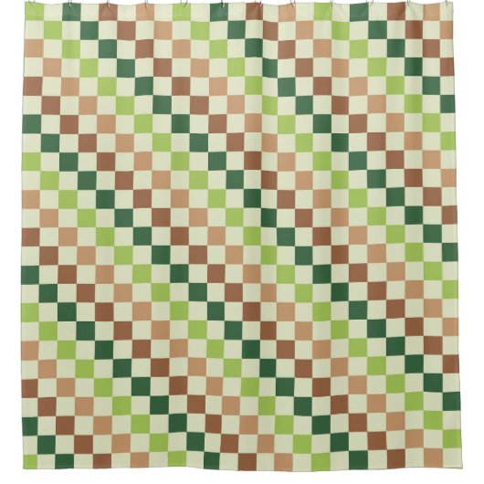 Earthy rainbow diagonal checkerboard pattern douchegordijn (Voorkant)