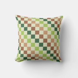 Earthy rainbow diagonal checkerboard pattern kussen