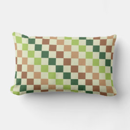 Earthy rainbow diagonal checkerboard pattern kussen