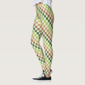 Earthy rainbow diagonal checkerboard pattern leggings (Links)