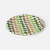 Earthy rainbow diagonal checkerboard pattern papieren bordje (Gekanteld)