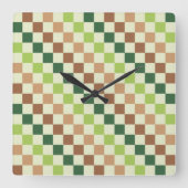 Earthy rainbow diagonal checkerboard pattern vierkante klok (Voorkant)