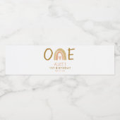 Earthy Rainbow Girl 1e verjaardag Waterfles Etiket (Enkel label)