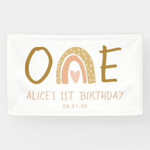 Earthy Rainbow Girl 1ste Birthday Banner