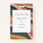 Earthy Retro Wavy Lines Employee Photo ID Badge (Achterkant)