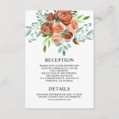 Earthy Rozen Terracotta Floral Wedding Details Informatiekaartje (Voorkant)