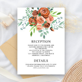 Earthy Rozen Terracotta Floral Wedding Details Informatiekaartje