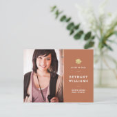 Earthy Rust Oranje Modern Photo Afstuderen Briefkaart (Staand voorkant)