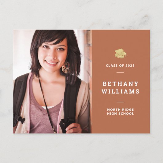 Earthy Rust Oranje Modern Photo Afstuderen Briefkaart (Voorkant)