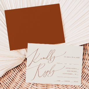 Earthy Rust RSVP-kaart voor horizontale menukeuz RSVP Kaartje