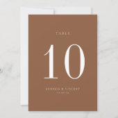 Earthy Rust Wedding Table Number Kaart (Voorkant)