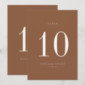Earthy Rust Wedding Table Number Kaart (Voorkant / Achterkant)