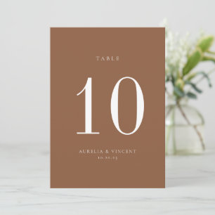 Earthy Rust Wedding Table Number Kaart