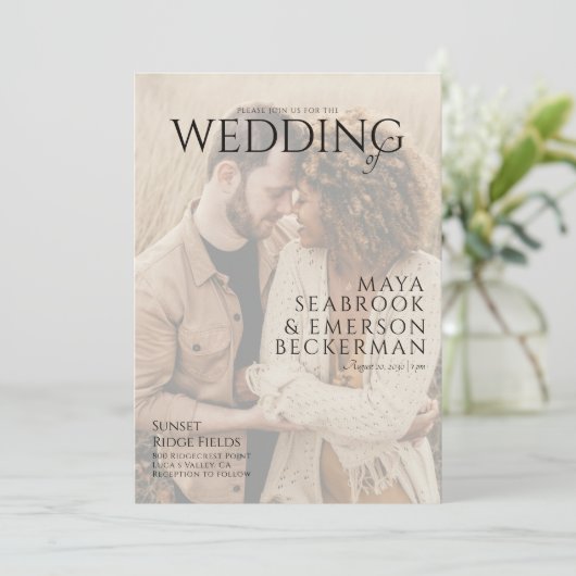 Earthy Rustic Photo Wedding Kaart (Staand voorkant)