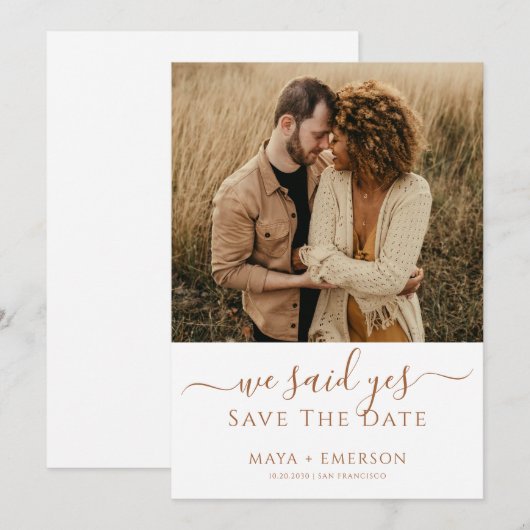 Earthy Rustic Photo Wedding Save The Date (Voorkant / Achterkant)